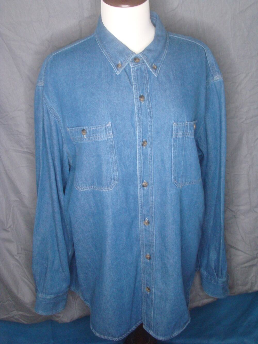 C.E. Schmidt Long Sleeve Denim Button Down Work shirt Men's XL